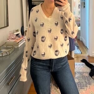 skull cashmere v neck sweater